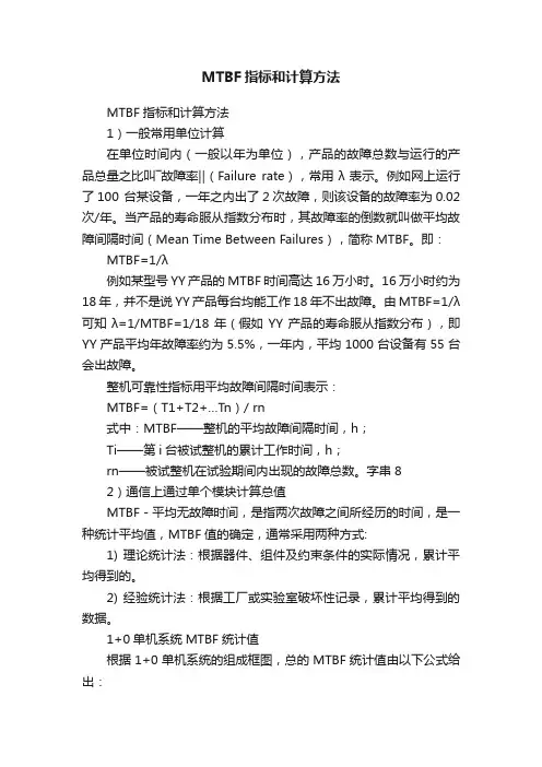 MTBF指标和计算方法