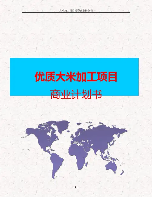 大米加工项目投资商业计划书
