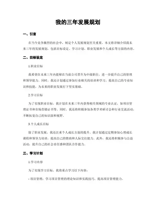 我的三年发展规划