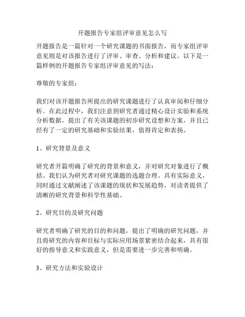 开题报告专家组评审意见怎么写