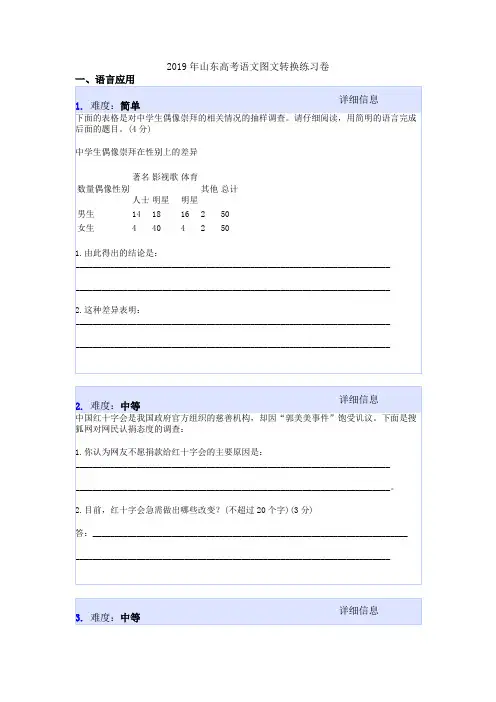 2019年山东高考语文图文转换练习卷