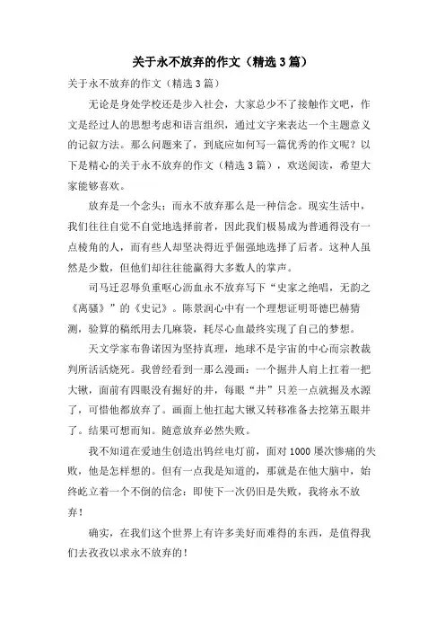 关于永不放弃的作文(3篇)