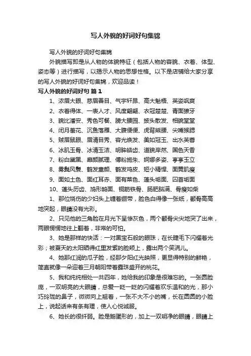 写人外貌的好词好句集锦