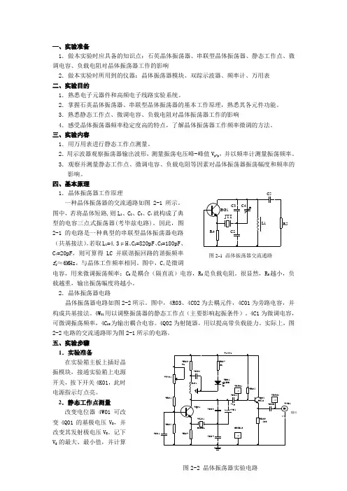 实验2  石英晶体振荡器
