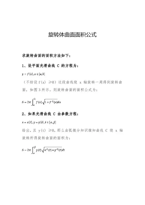 旋转体曲面面积公式