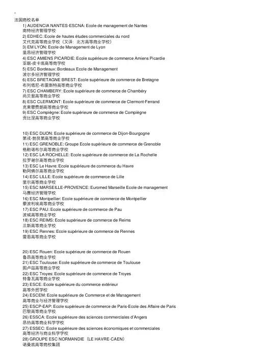 教育部认可的法国商业管理学校名单