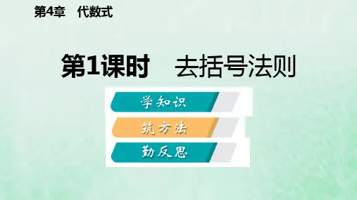 秋七年级数学上册第四章代数式4.6整式的加减4.6.1去括号法则导学课件新版浙教版