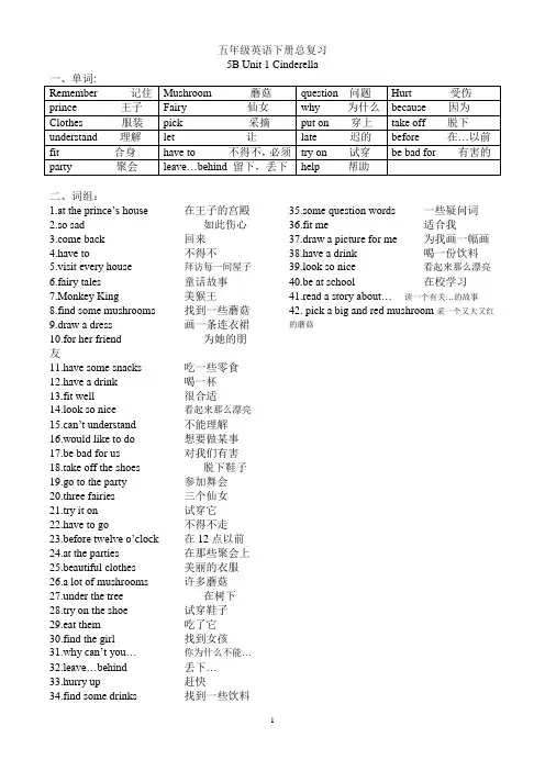 (完整word版)译林牛津英语小学五年级下册重点