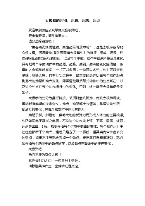 太极拳的劲别、劲源、劲路、劲点