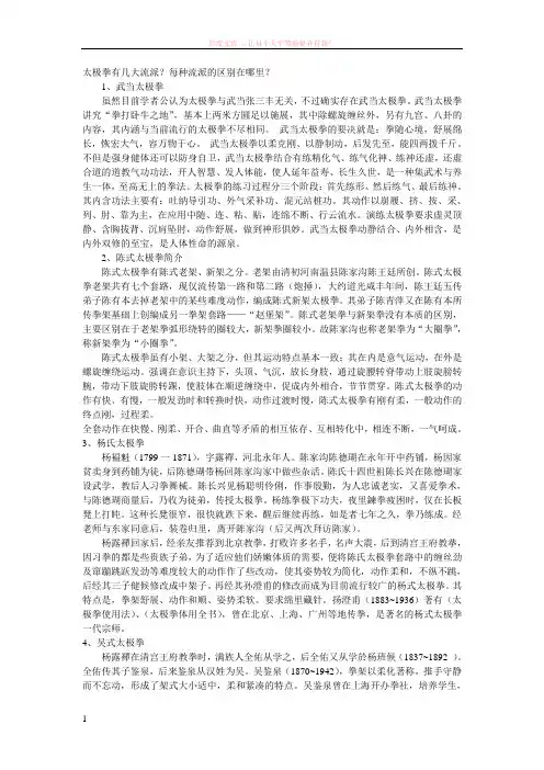 武当太极拳与其它太极拳的区别