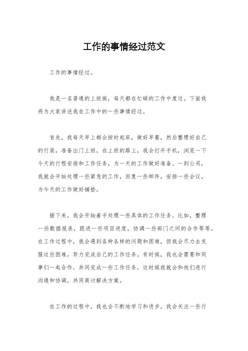 工作的事情经过范文