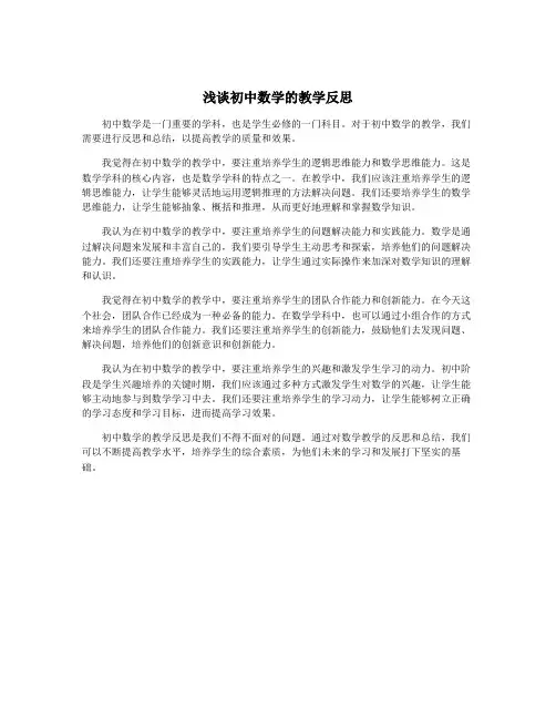 浅谈初中数学的教学反思
