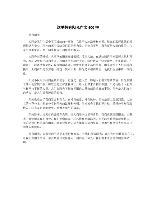 这里拥有阳光作文600字