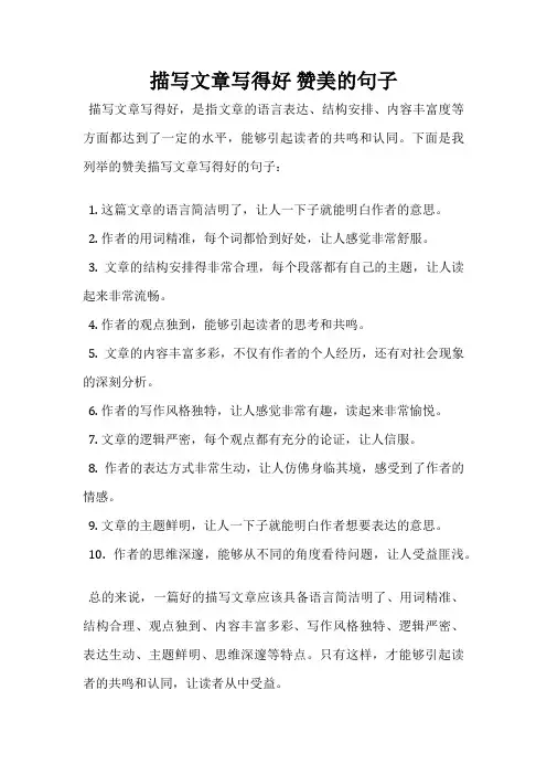 描写文章写得好 赞美的句子