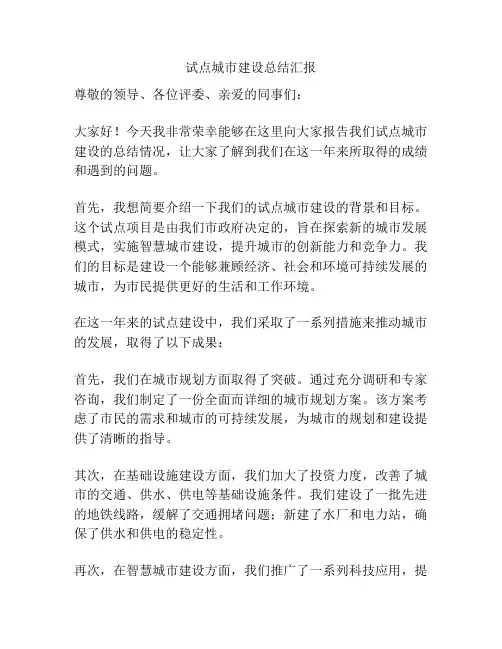试点城市建设总结汇报