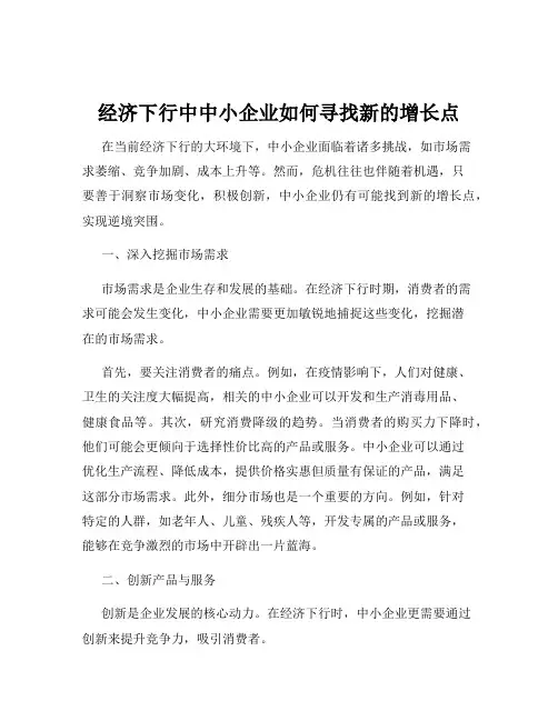 经济下行中中小企业如何寻找新的增长点
