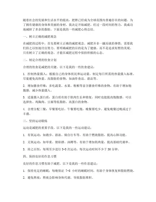 减肥后心得总结范文
