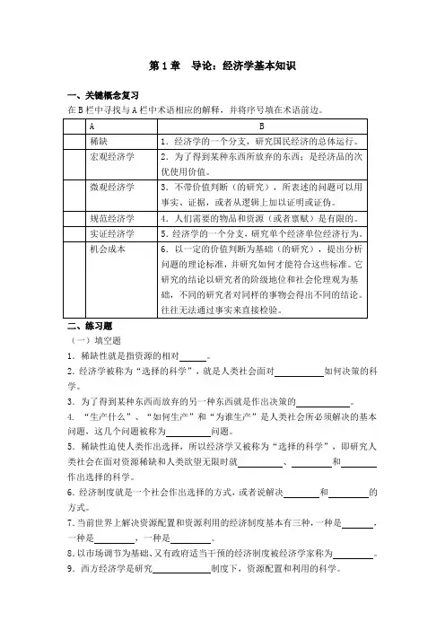 微观经济学-练习