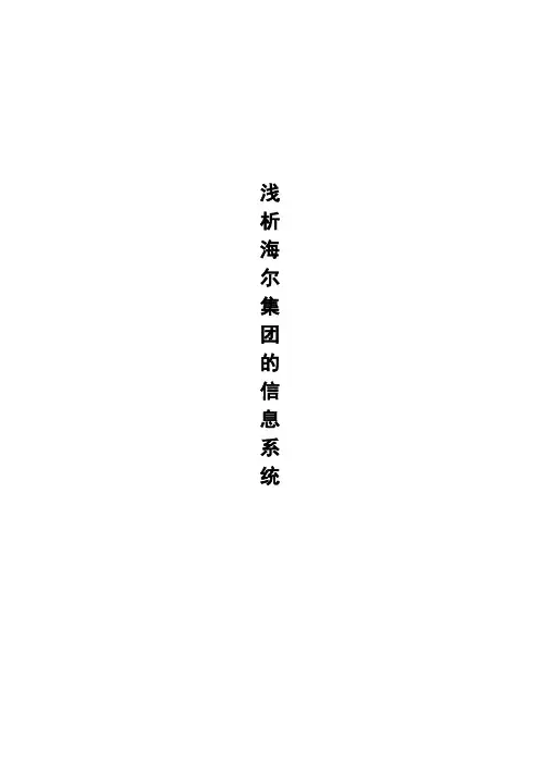 浅析海尔集团信息系统