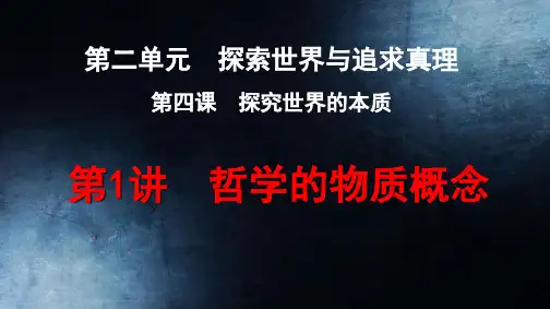 高中政治 生活与哲学 第四课 探究世界的本质