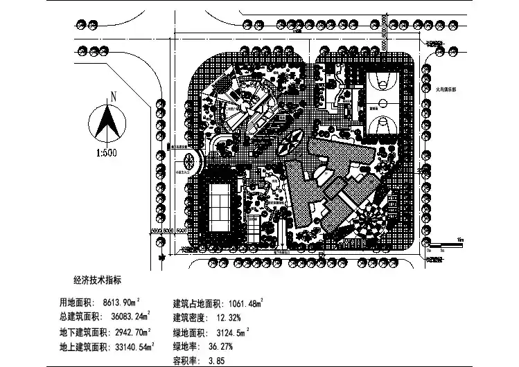 用地面积8613平方米小型住宅小区规划总平面图