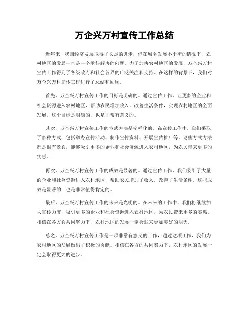 万企兴万村宣传工作总结