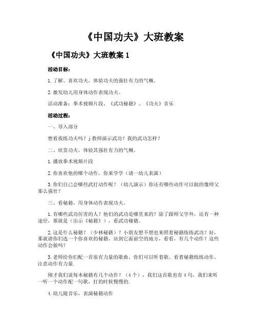 《中国功夫》大班教案