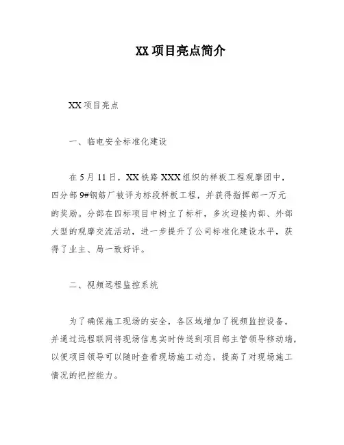XX项目亮点简介