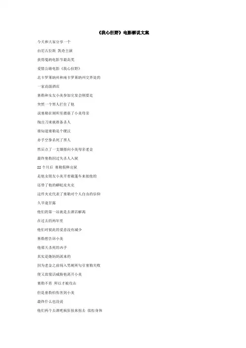《我心狂野》电影解说文案