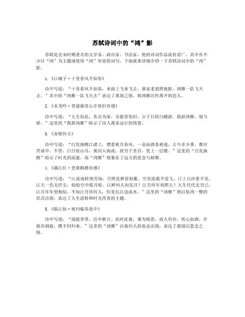苏轼诗词中的“鸿”影
