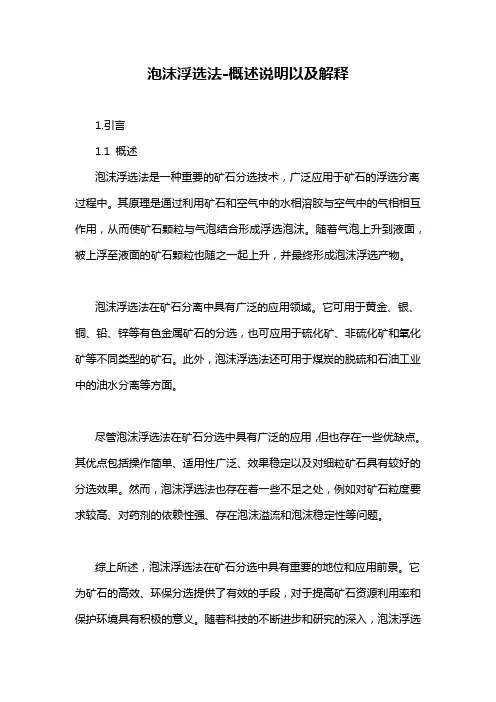 泡沫浮选法-概述说明以及解释