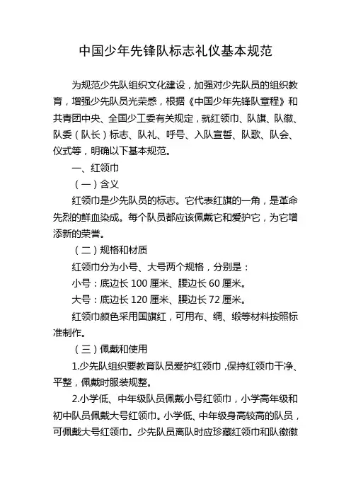 中国少年先锋队标志礼仪基本规范