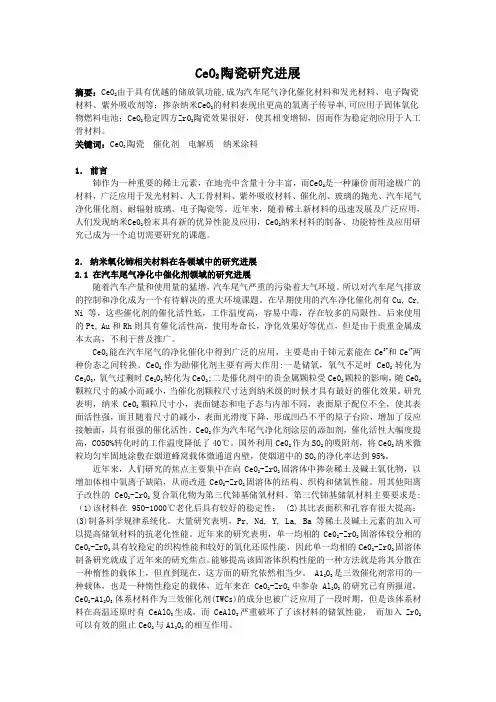 CeO2陶瓷研究进展
