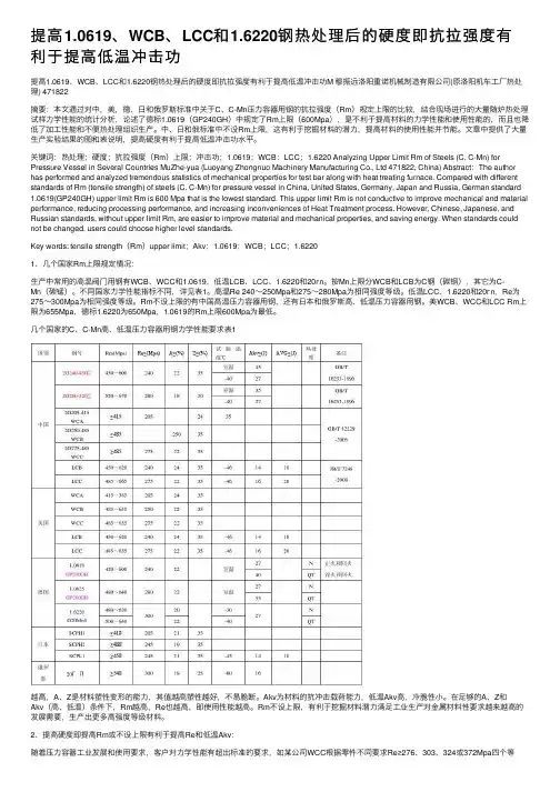 提高1.0619、WCB、LCC和1.6220钢热处理后的硬度即抗拉强度有利于提高低温冲击功