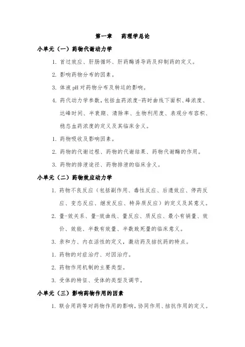 药理学大纲