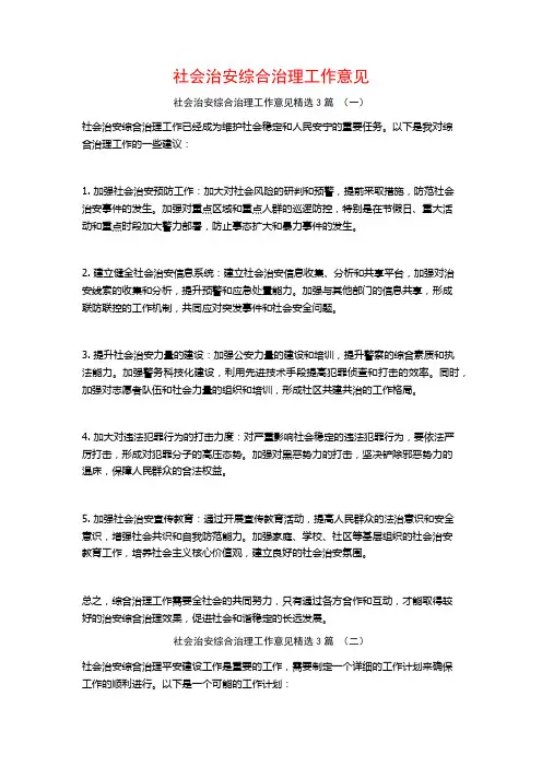 社会治安综合治理工作意见3篇