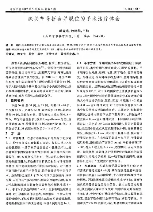踝关节骨折合并脱位的手术治疗体会