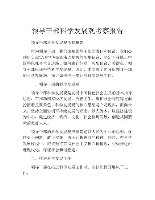 领导干部科学发展观考察报告