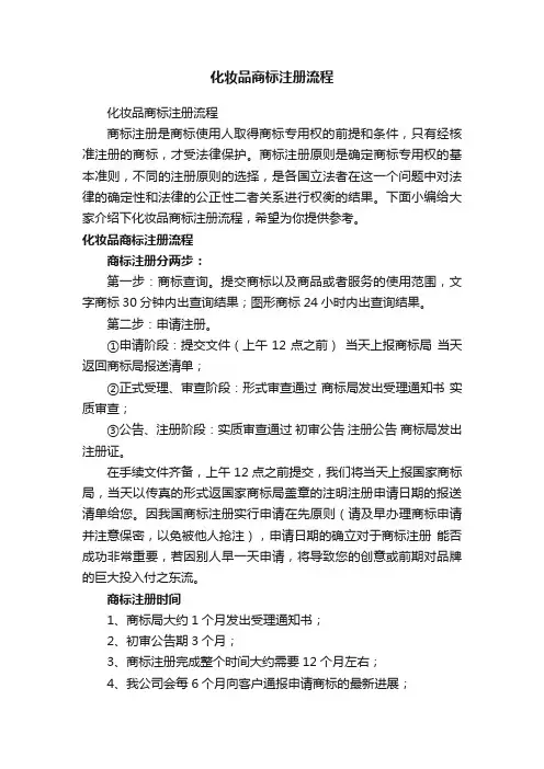 化妆品商标注册流程