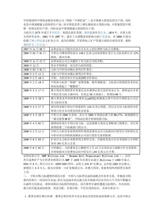 中铝并购力拓资料