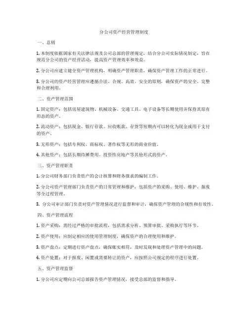 分公司资产经营管理制度