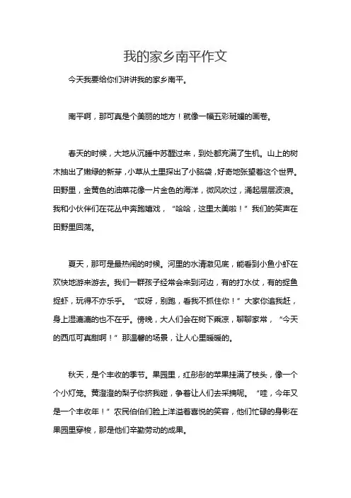 我的家乡南平作文