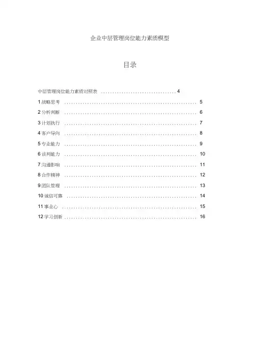 企业中层管理岗位能力素质模型(1)