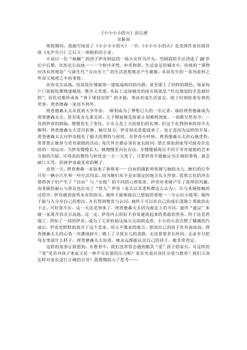 小小小小的火 读后感