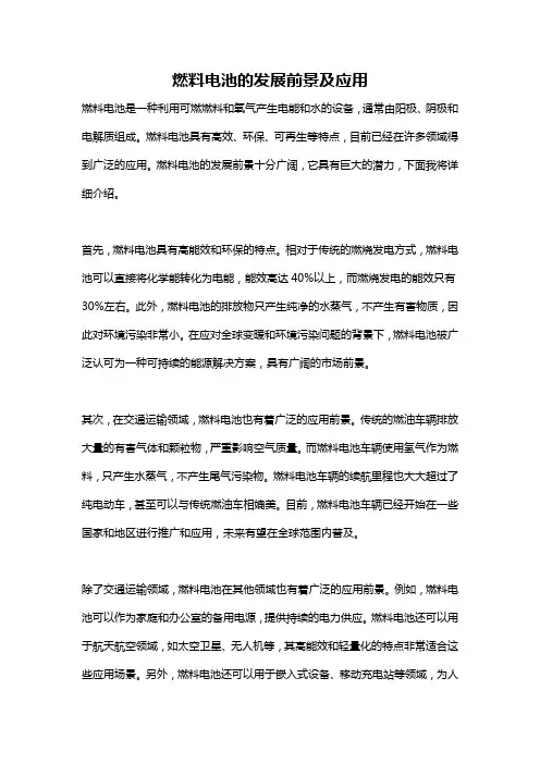 燃料电池的发展前景及应用