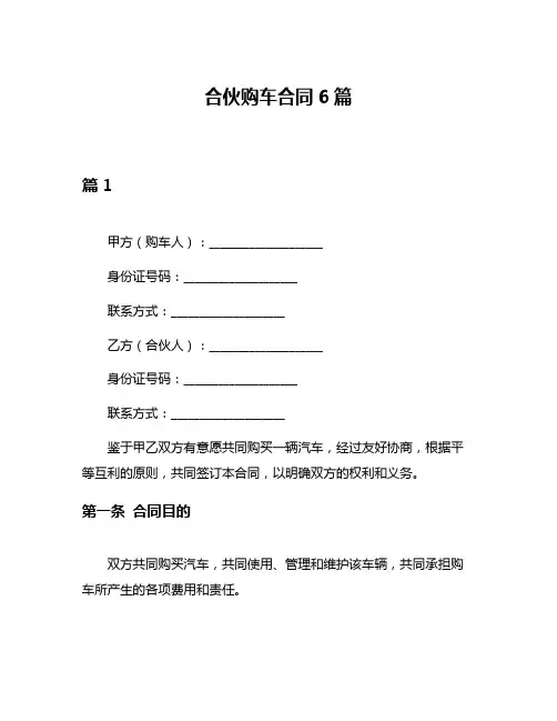合伙购车合同6篇