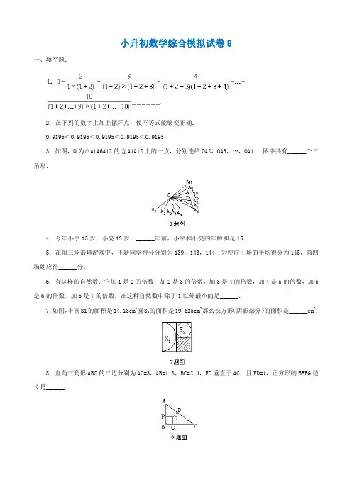 2018-2019玉林市小学毕业数学总复习小升初模拟训练试卷8-9(共2套)附详细试题答案