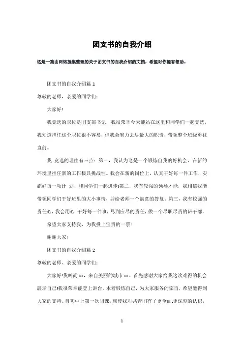 团支书的自我介绍