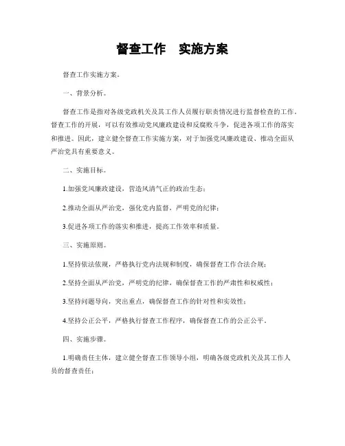 督查工作  实施方案
