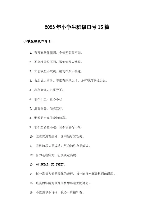 2023年小学生班级口号15篇